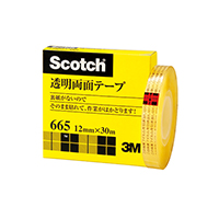 3M 透明両面テープ 665-1-12(小巻) 幅12mm×30m 巻芯径25mm ライナーなし（10本入り）