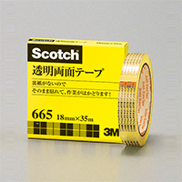 3M 透明両面テープ 665-3-18(大巻) 幅18mm×35m 巻芯径76mm ライナーなし（10本入り）