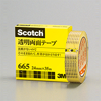 3M 透明両面テープ 665-3-24(大巻) 幅24mm×35m 巻芯径76mm ライナーなし